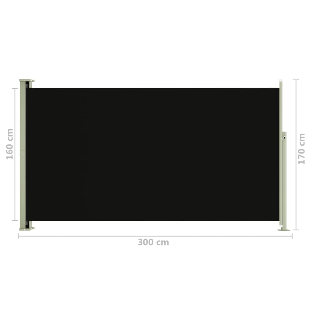 Auvent latéral rétractable de patio 170x300 cm Noir