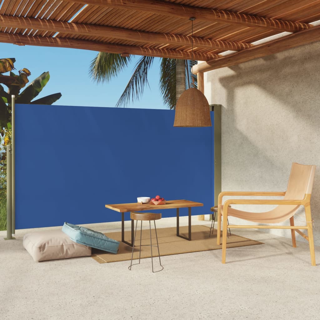 Auvent latéral rétractable de patio 170x300 cm Bleu