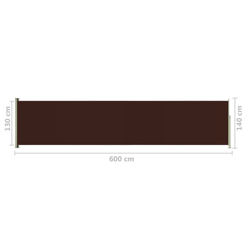 Auvent latéral rétractable de patio 140x600 cm Marron