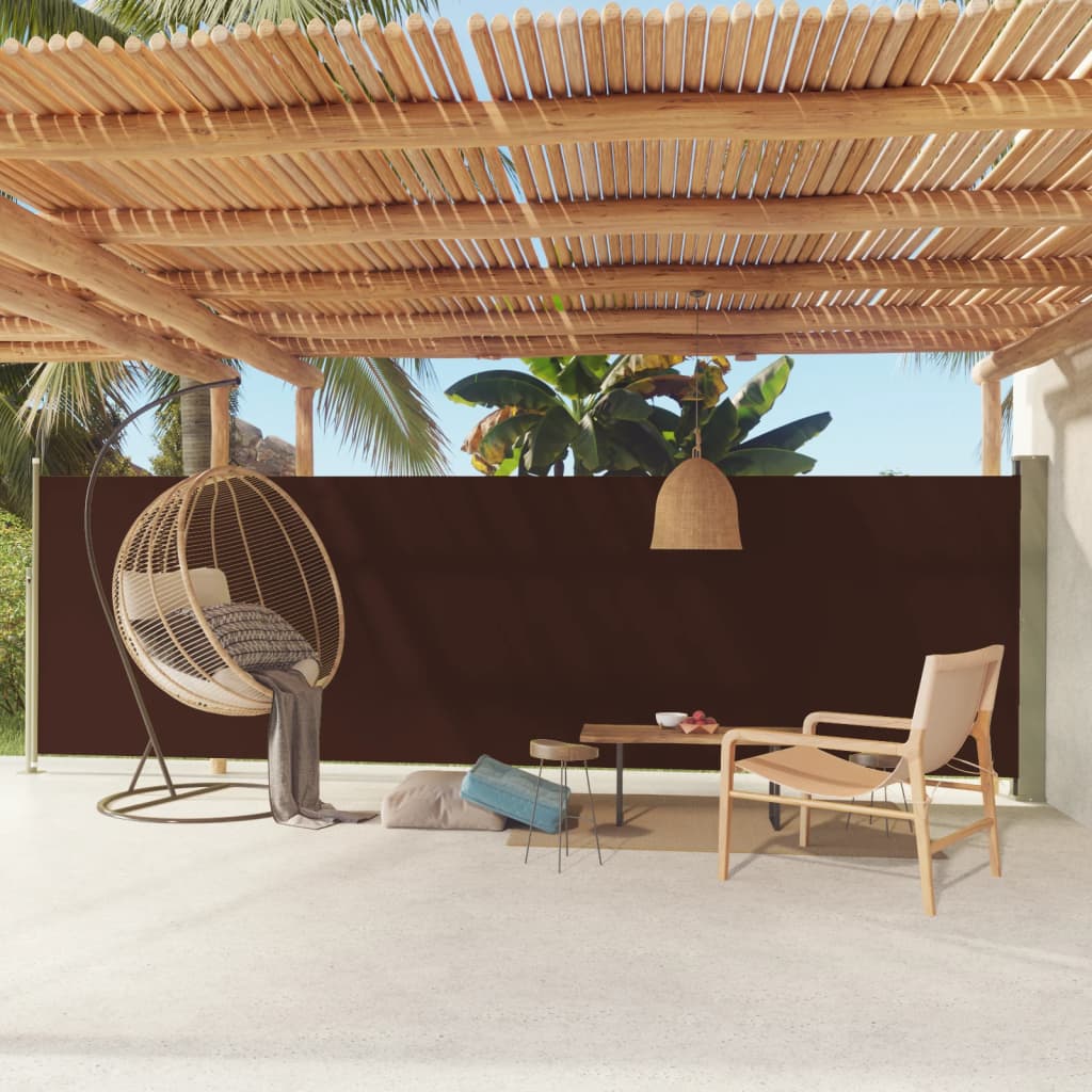 Auvent latéral rétractable de patio 160x600 cm Marron