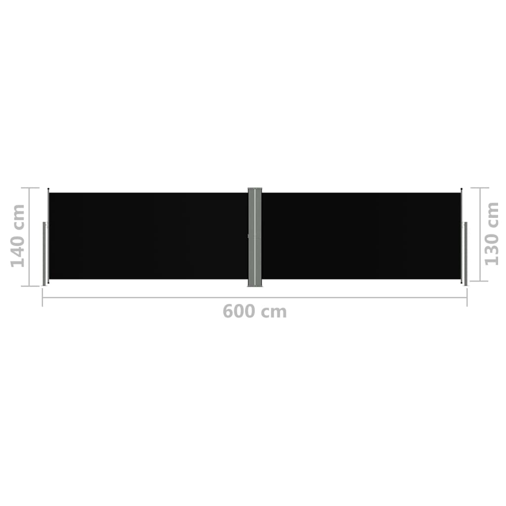 Auvent latéral rétractable Noir 140x600 cm