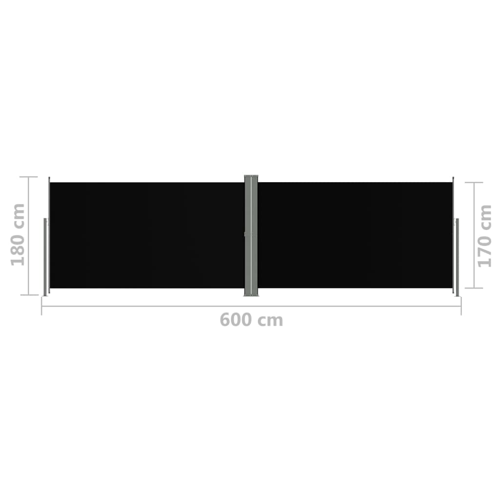 Auvent latéral rétractable Noir 180x600 cm