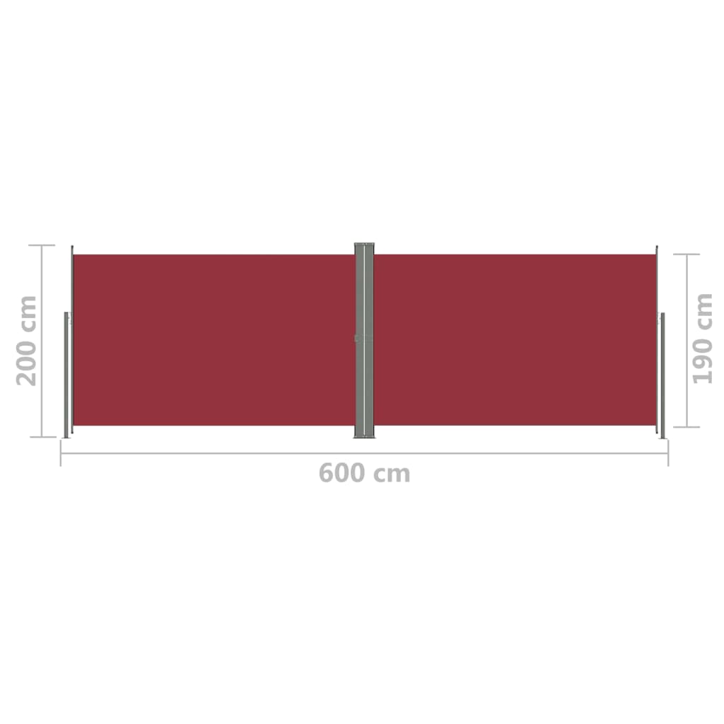 Auvent latéral rétractable Rouge 200x600 cm