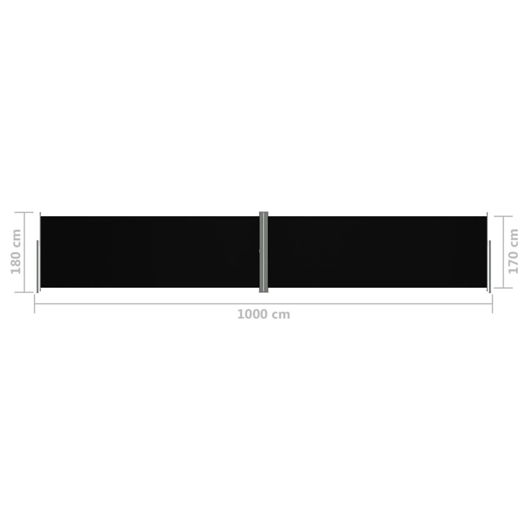 Auvent latéral rétractable Noir 180x1000 cm