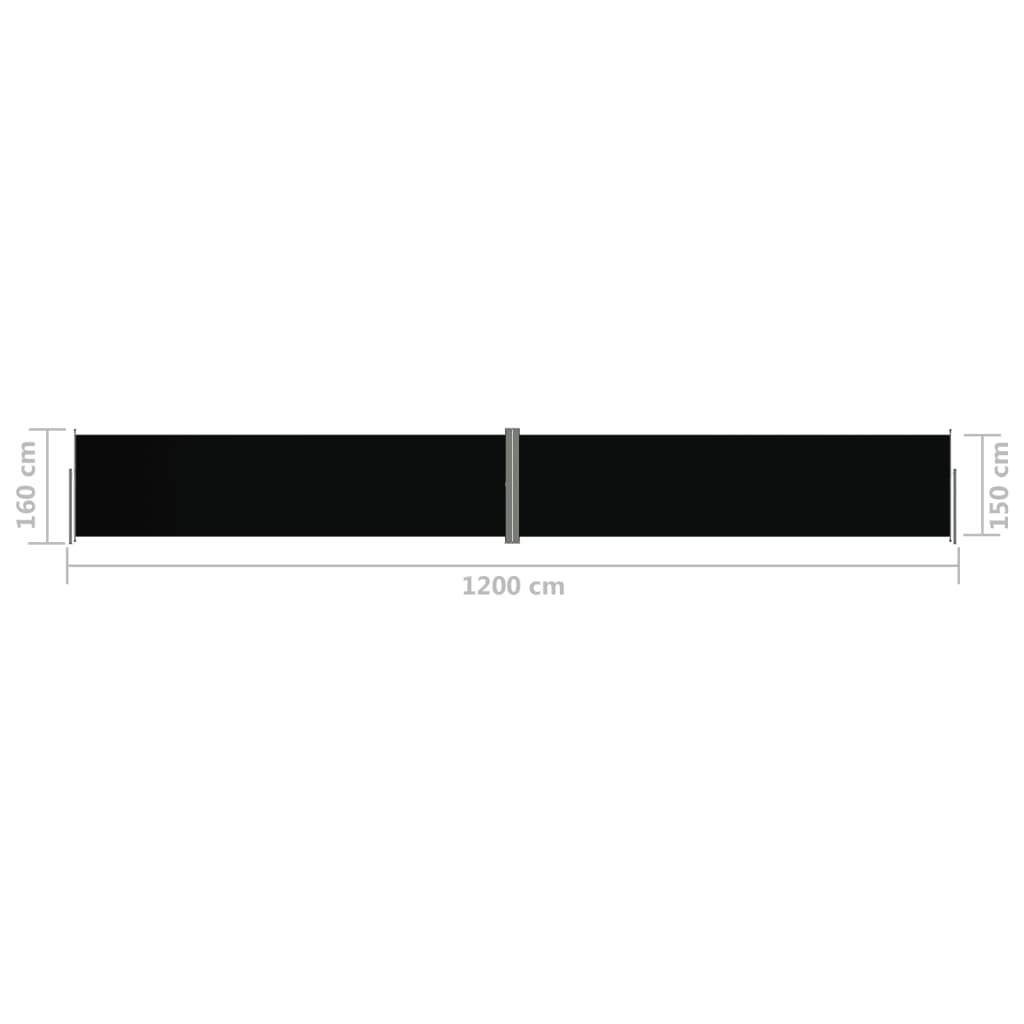 Auvent latéral rétractable Noir 160x1200 cm