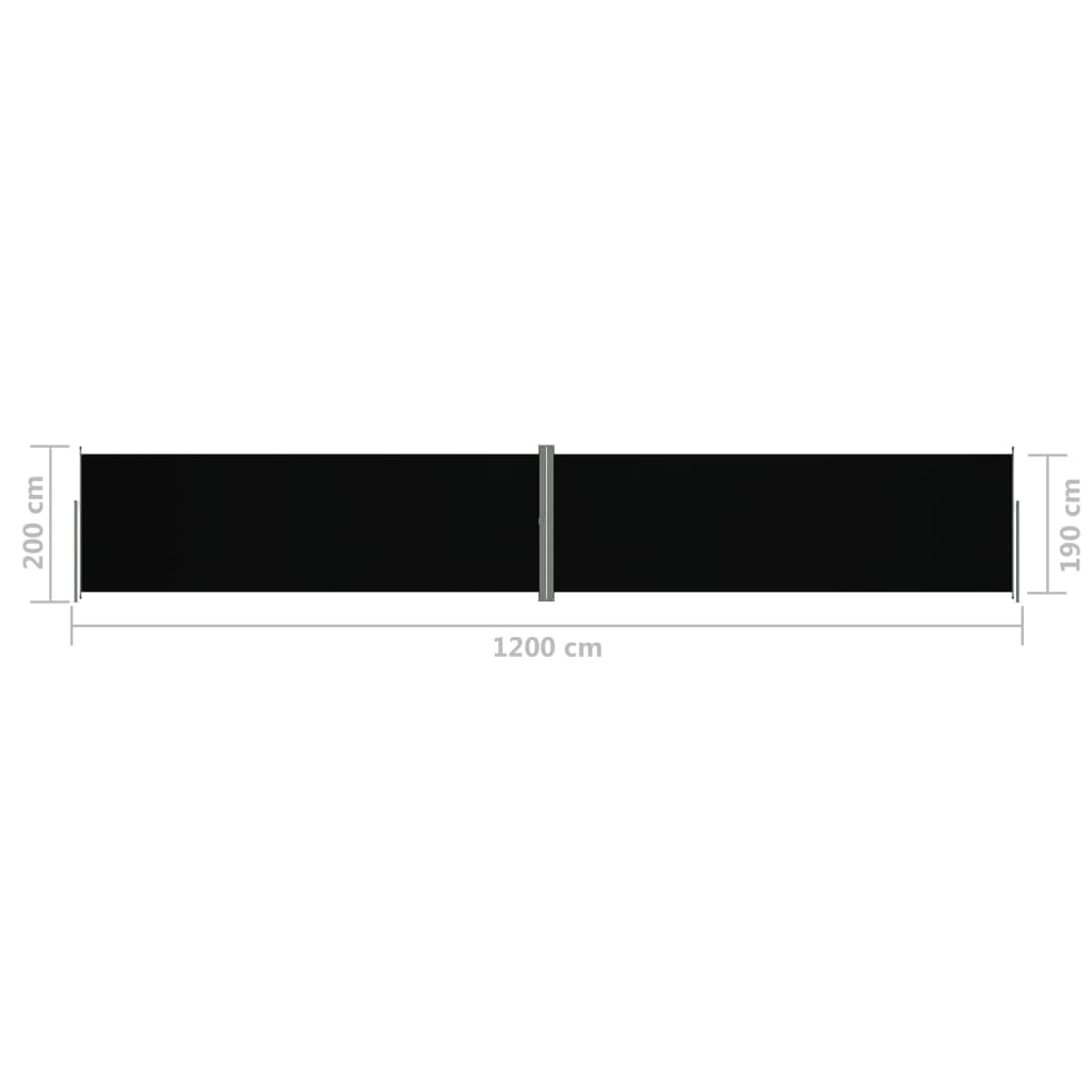 Auvent latéral rétractable Noir 200x1200 cm