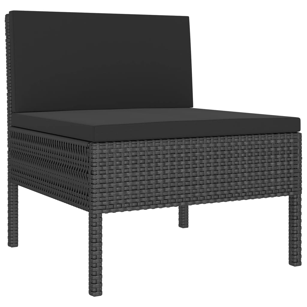 Salon de jardin 6 pcs avec coussins Résine tressée Noir