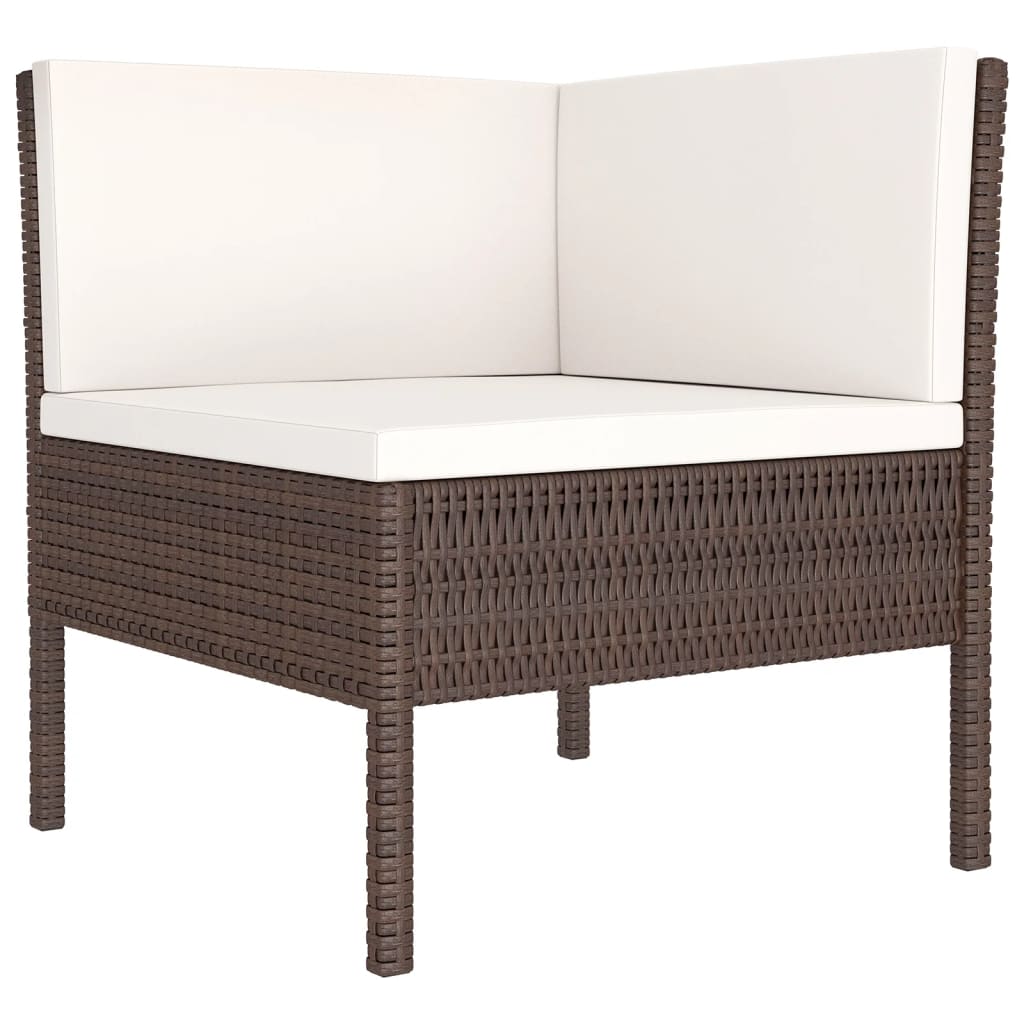 Salon de jardin 6 pcs avec coussins Résine tressée Marron
