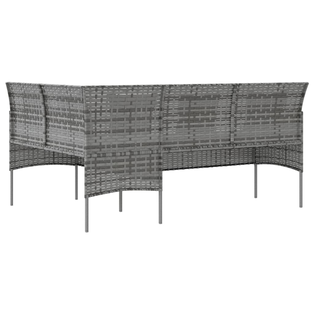 Ensemble de canapés en L 5pcs avec coussins Résine tressée Gris