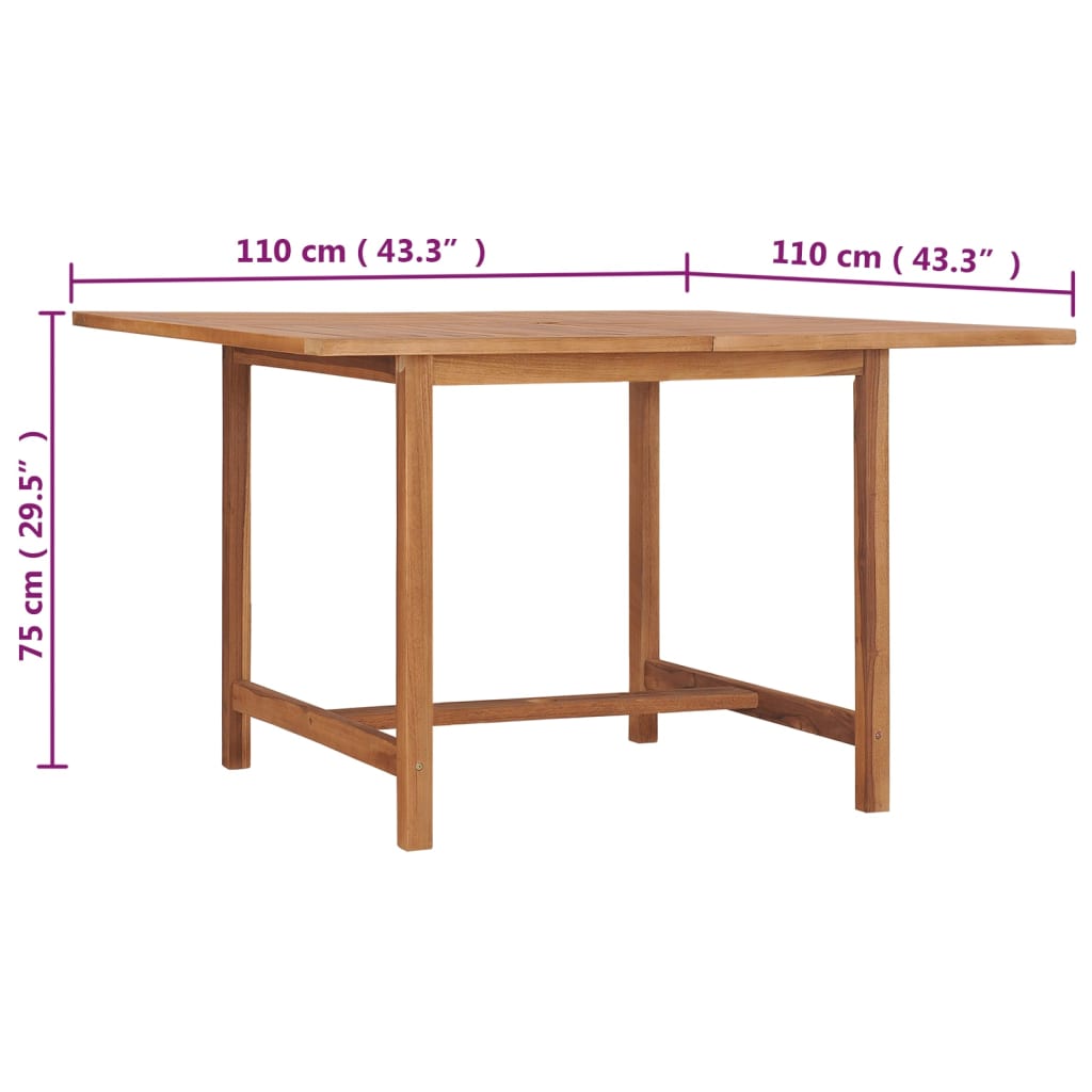 Table à dîner de jardin 110x110x75 cm Bois massif de teck