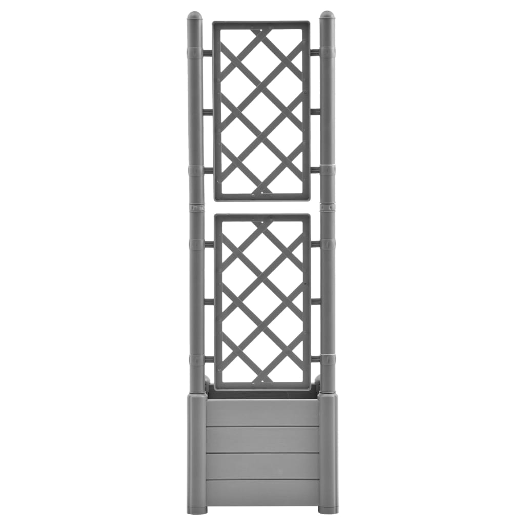 Jardinière avec treillis 43x43x142 cm PP Gris pierre