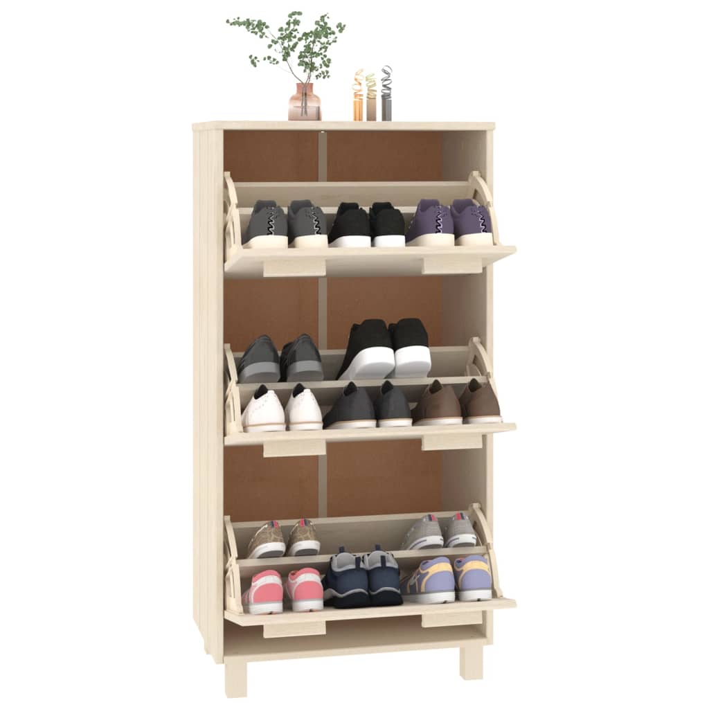 Armoire à chaussures Marron miel 59,5x35x117 cm Bois de pin