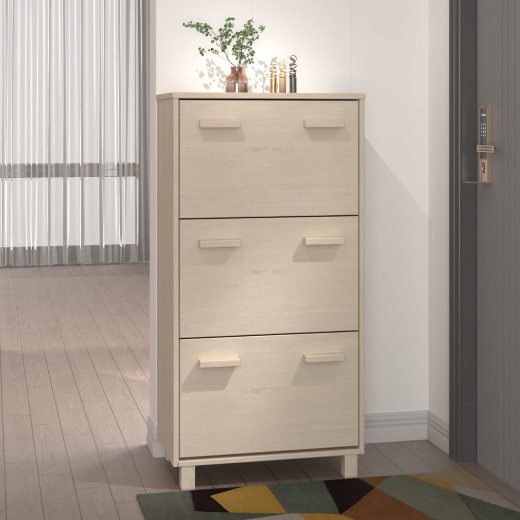 Armoire à chaussures Marron miel 59,5x35x117 cm Bois de pin