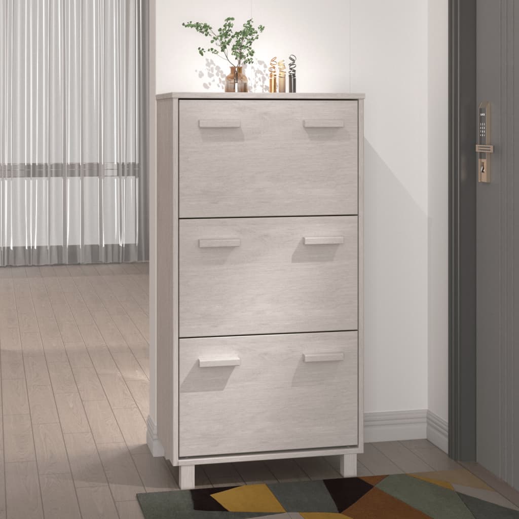 Armoire à chaussures Blanc 59,5x35x117 cm Bois de pin massif