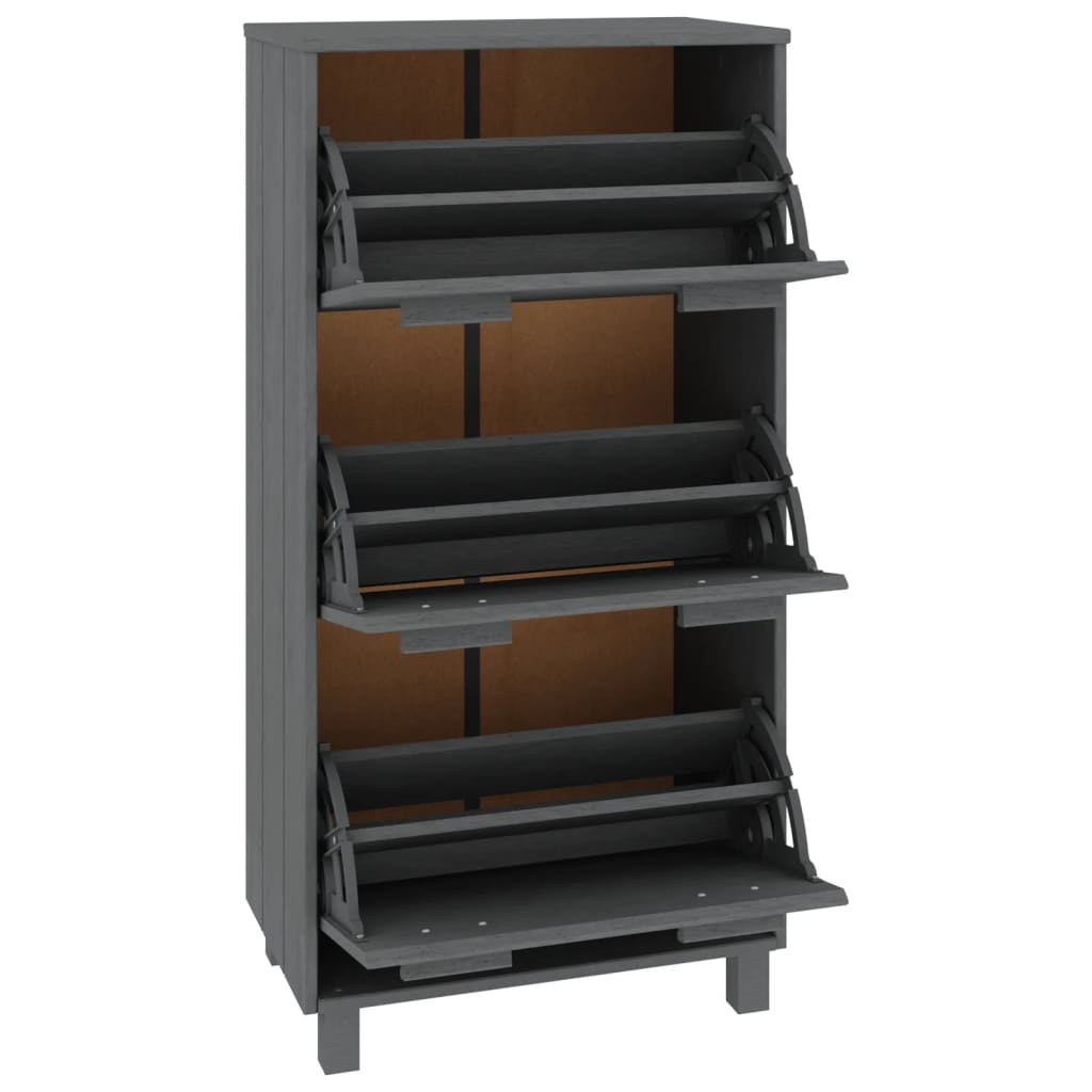 Armoire à chaussures Gris foncé 59,5x35x117 cm Bois de pin