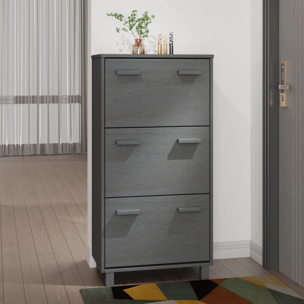 Armoire à chaussures Gris foncé 59,5x35x117 cm Bois de pin