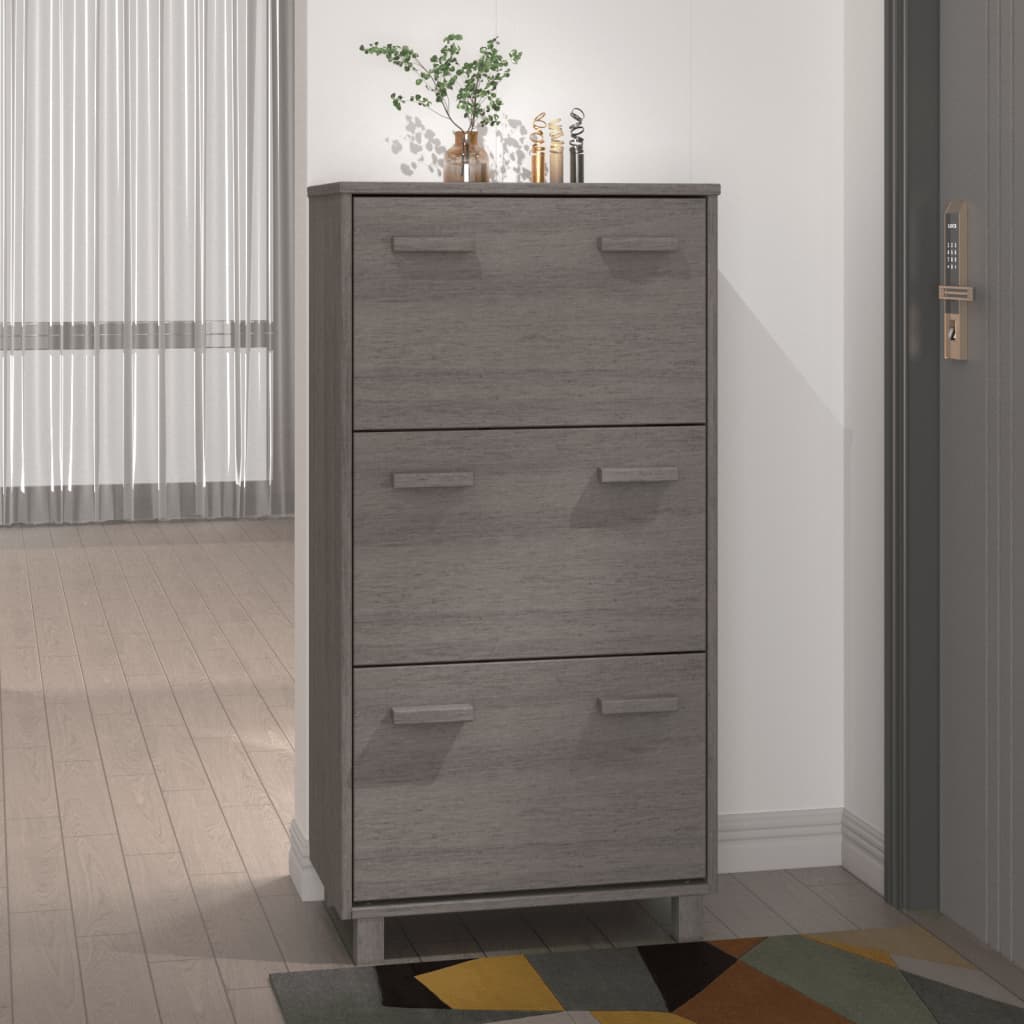 Armoire à chaussures Gris clair 59,5x35x117 cm Bois de pin