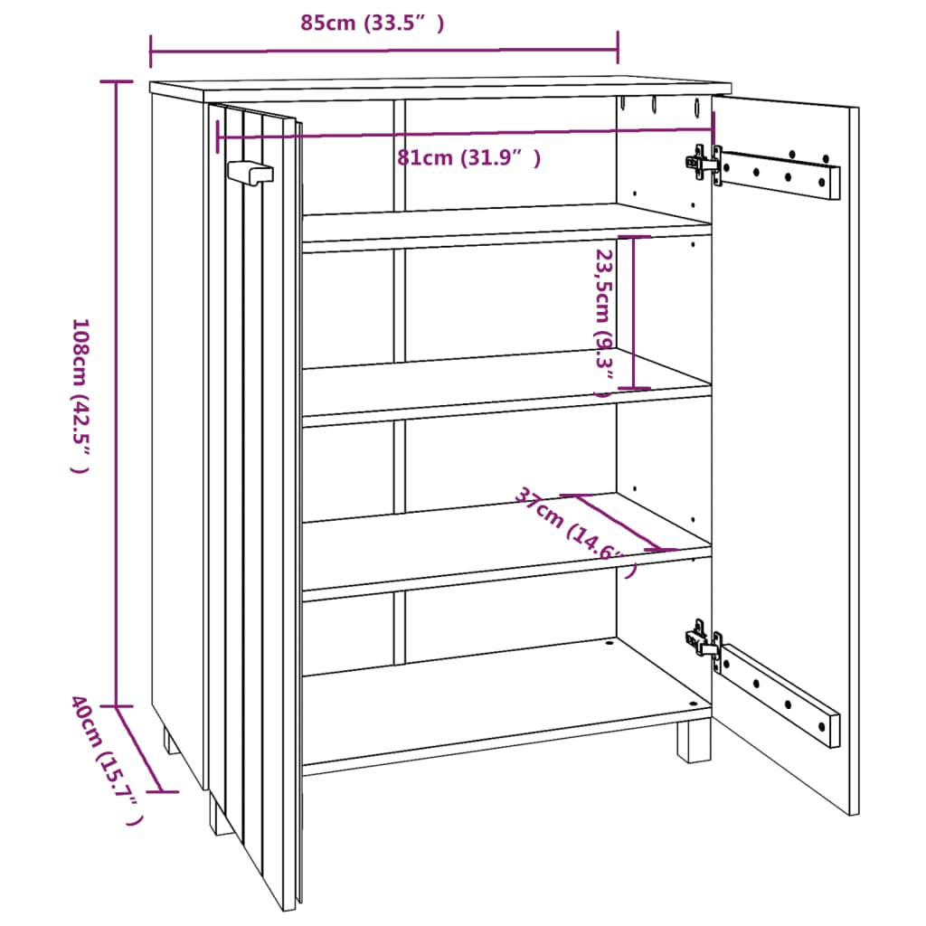Armoire à chaussures Blanc 85x40x108 cm Bois de pin solide