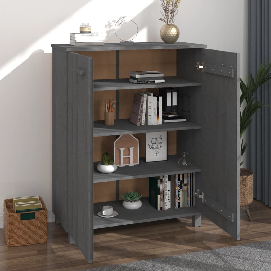 Armoire à chaussures Gris foncé 85x40x108 cm Bois de pin solide