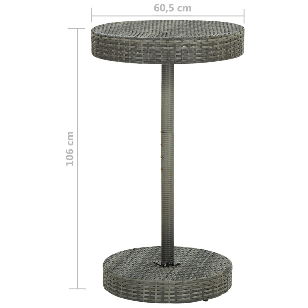 Ensemble de bar de jardin 3 pcs et coussins Résine tressée Gris
