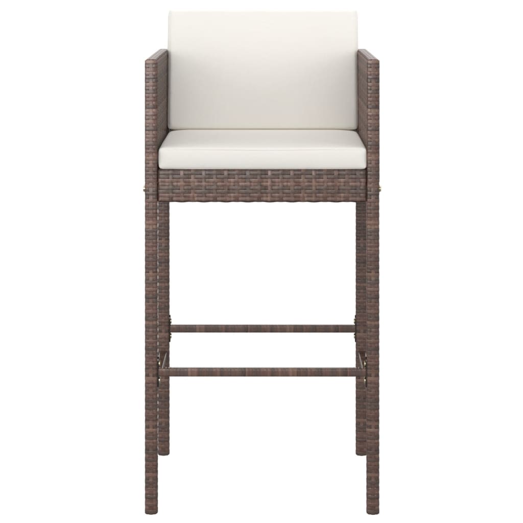 Meubles de bar de jardin 3pcs et coussins Résine tressée Marron