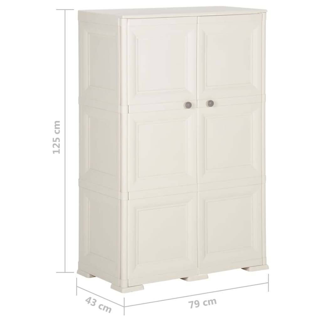 Armoire en plastique 79x43x125 cm Design de bois Crème