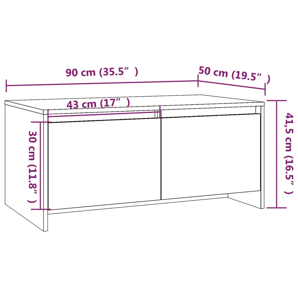 Table basse Blanc brillant 90x50x41,5 cm Aggloméré