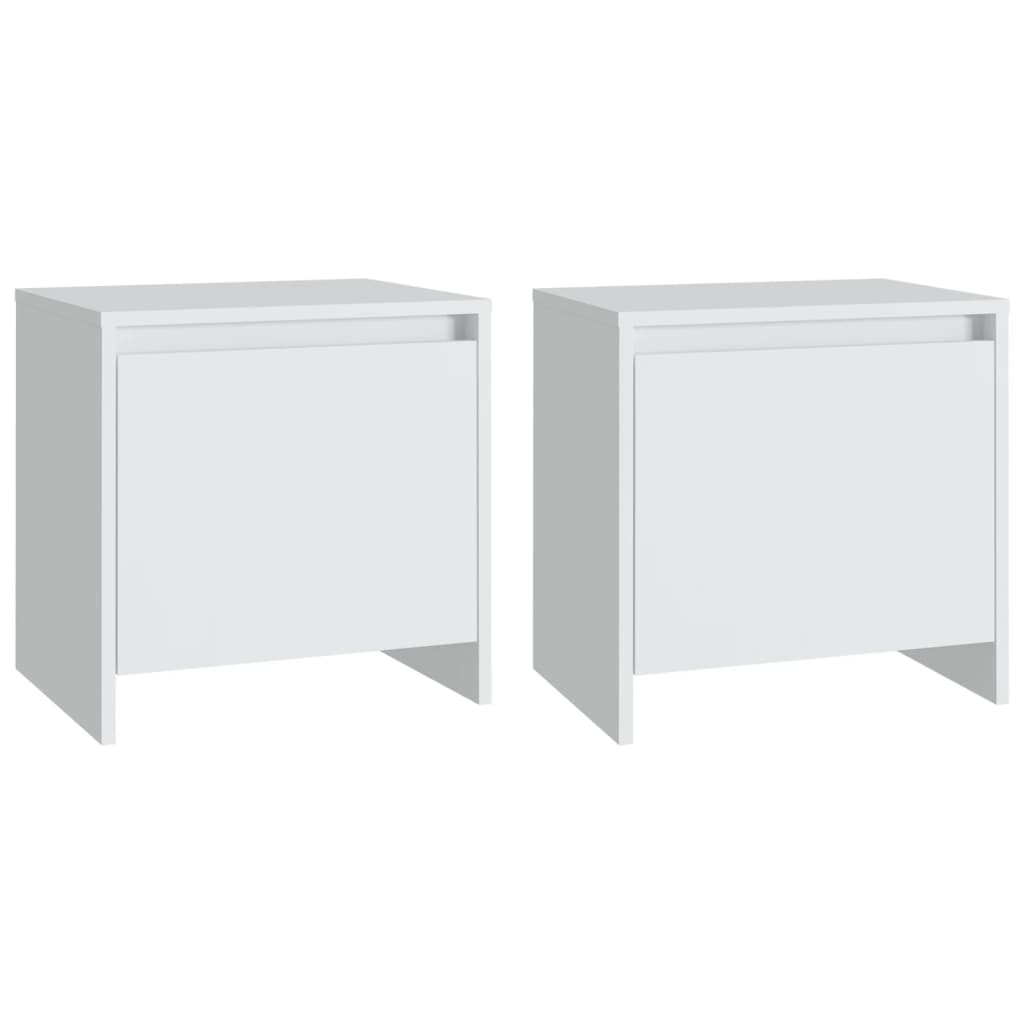 Tables de chevet 2 pcs Blanc 45x34x44,5 cm Aggloméré