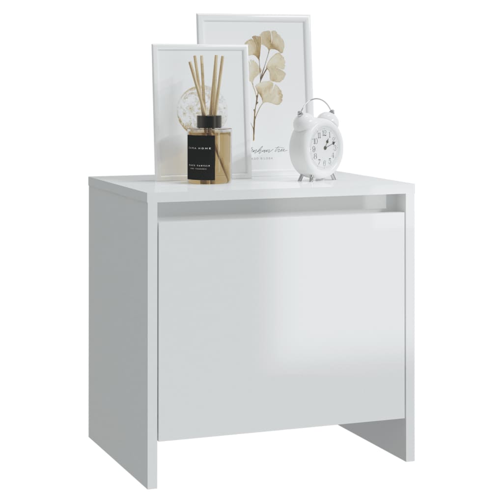 Table de chevet Blanc brillant 45x34x44,5 cm Aggloméré