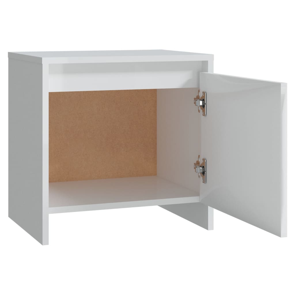 Table de chevet Blanc brillant 45x34x44,5 cm Aggloméré