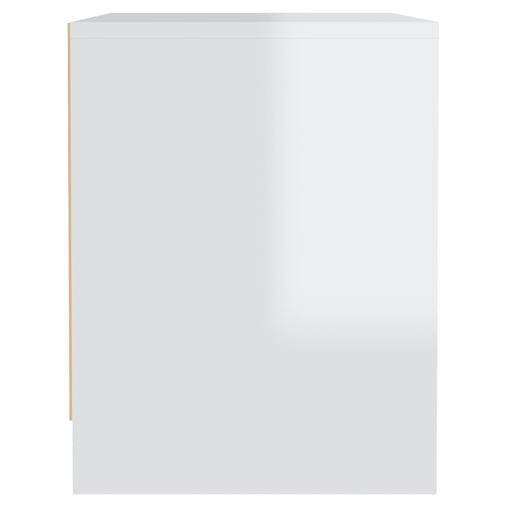Table de chevet Blanc brillant 45x34x44,5 cm Aggloméré