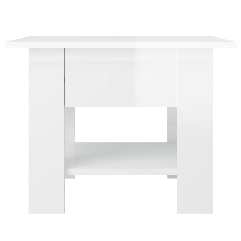 Table basse Blanc brillant 55x55x42 cm Aggloméré