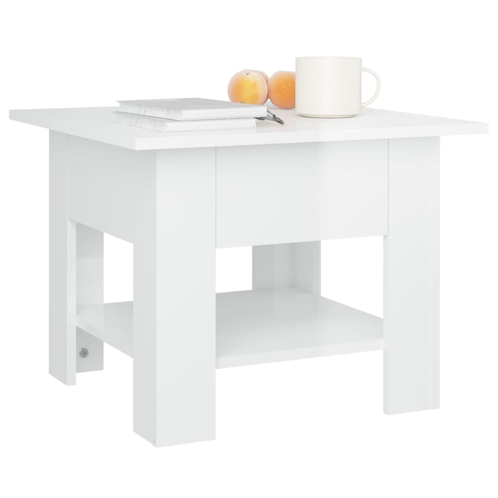 Table basse Blanc brillant 55x55x42 cm Aggloméré