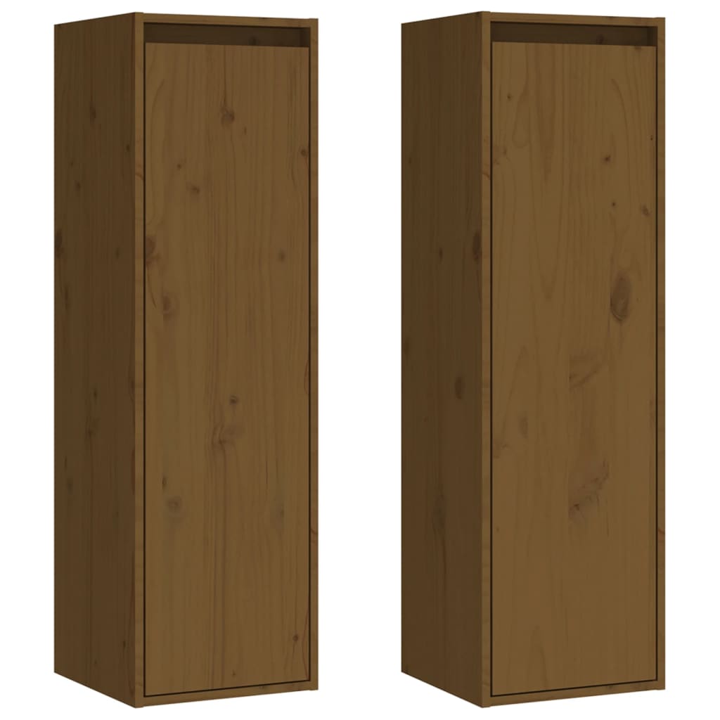 Armoires murales 2 pcs Marron miel 30x30x100 cm Pin massif
