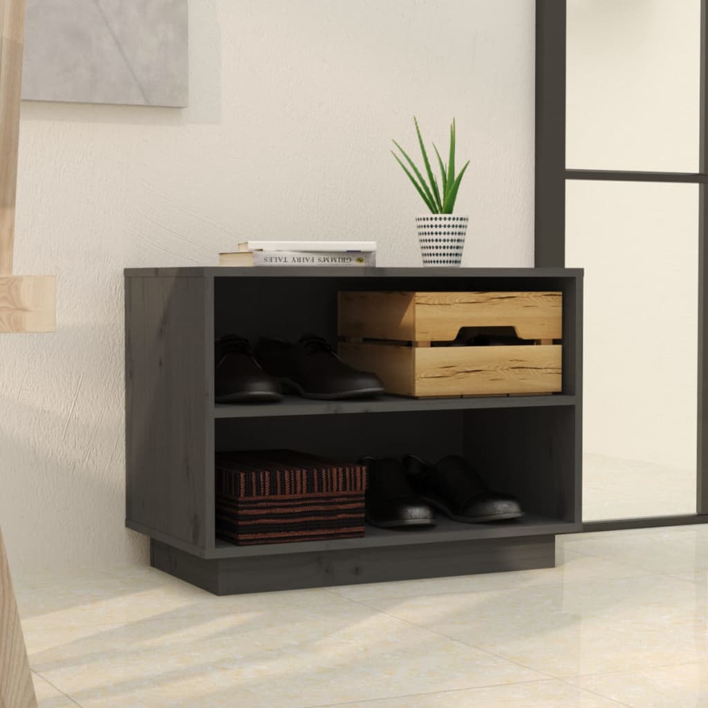 Armoire à chaussures Gris 60x34x45 cm Bois de pin massif
