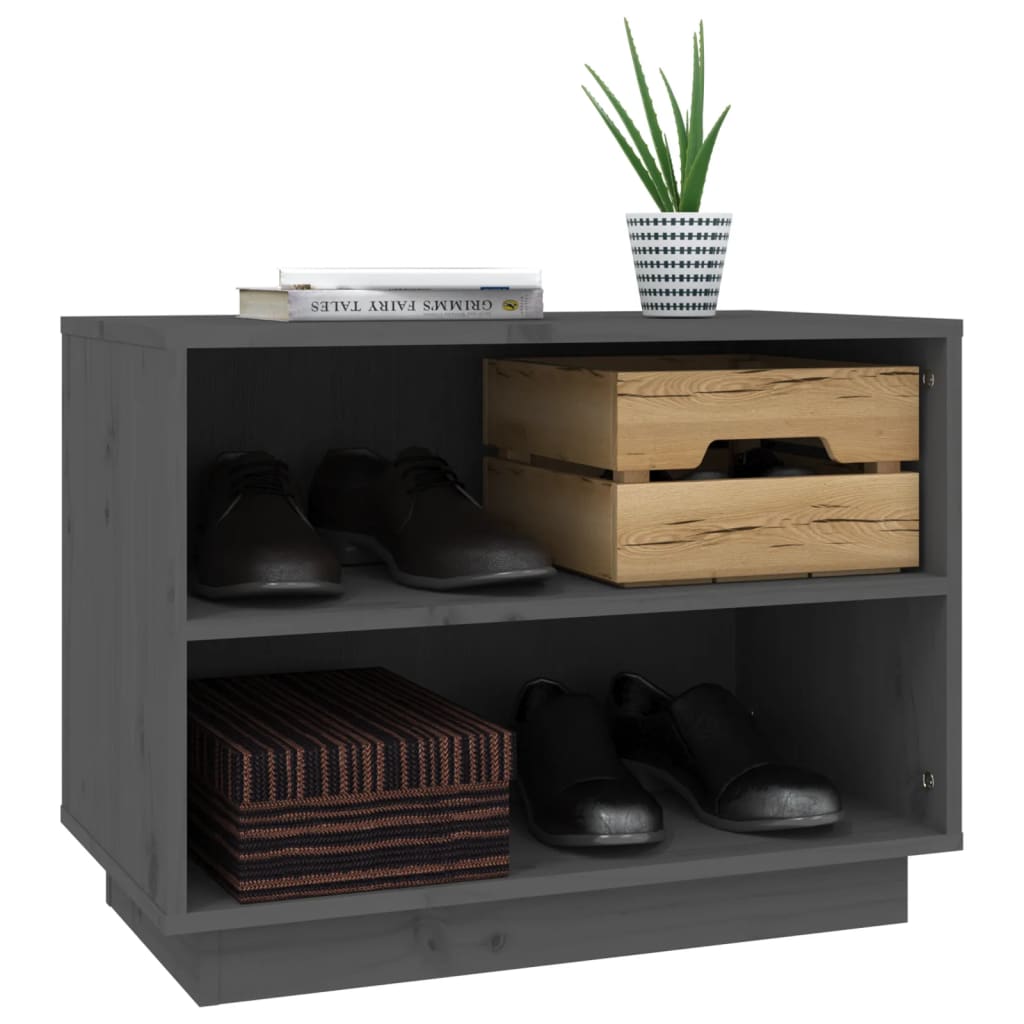 Armoire à chaussures Gris 60x34x45 cm Bois de pin massif