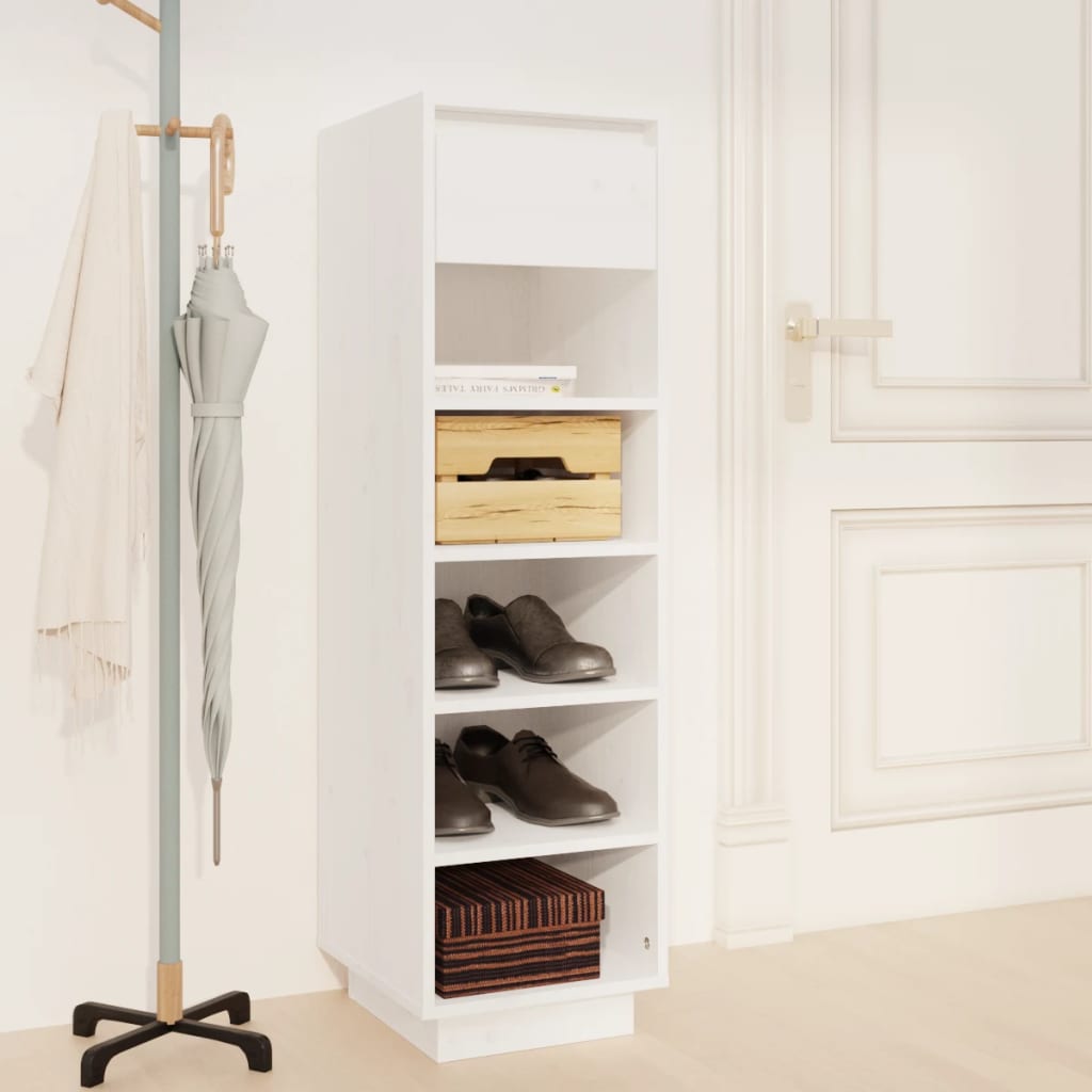 Armoire à chaussures Blanc 34x30x105 cm Bois de pin massif