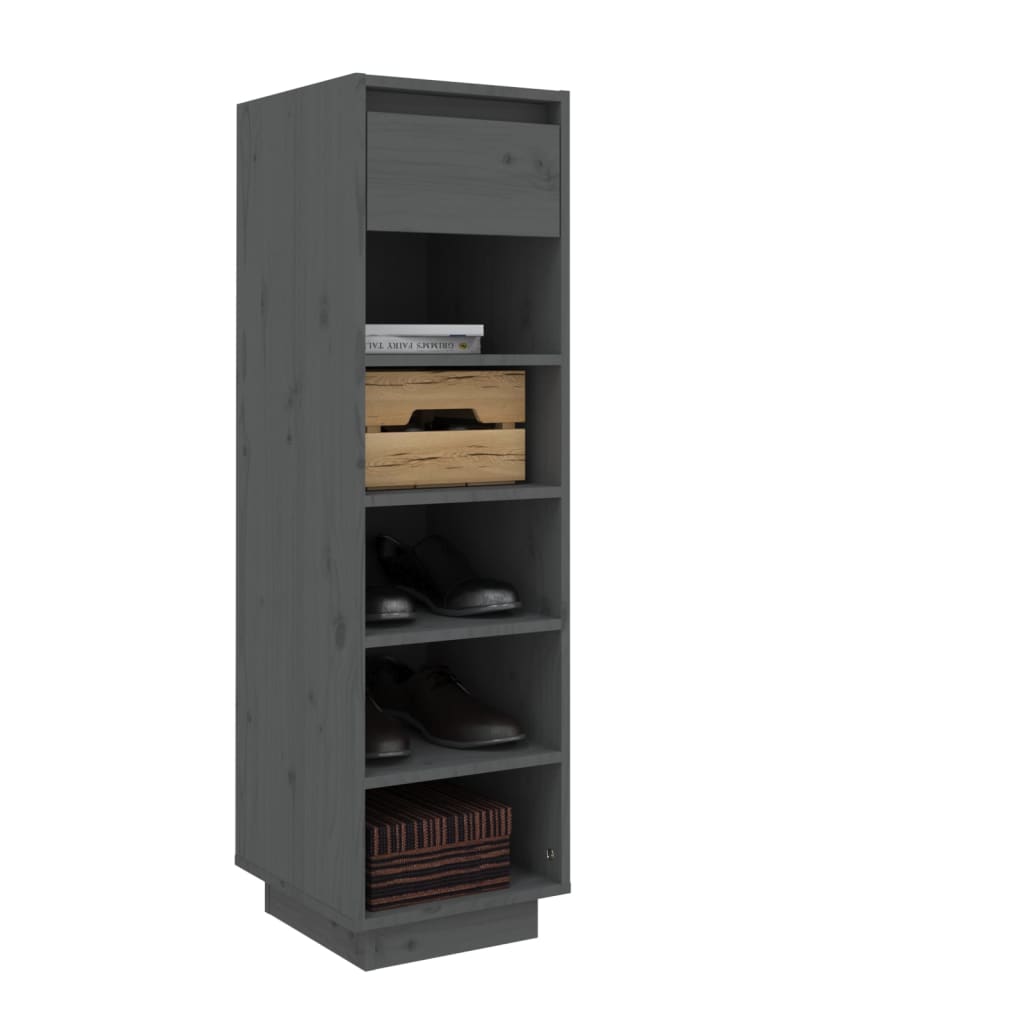 Armoire à chaussures Gris 34x30x105 cm Bois de pin massif