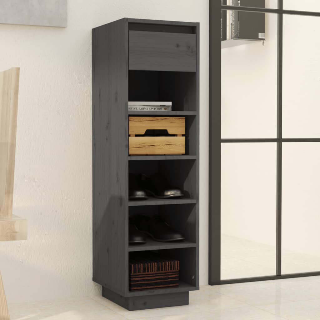 Armoire à chaussures Gris 34x30x105 cm Bois de pin massif