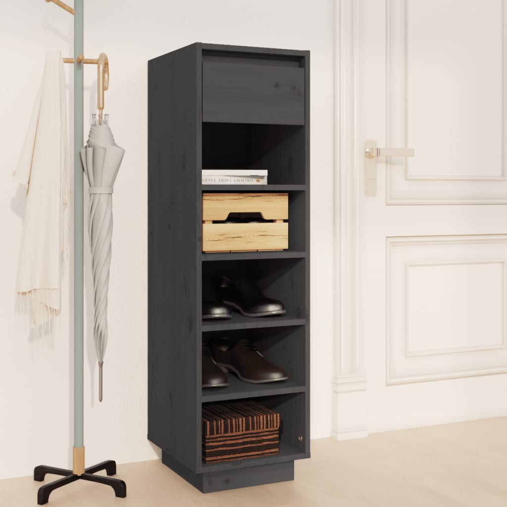 Armoire à chaussures Gris 34x30x105 cm Bois de pin massif