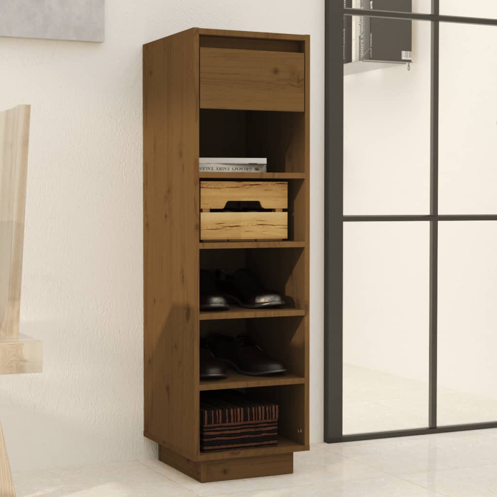 Armoire à chaussures Marron miel 34x30x105cm Bois de pin massif