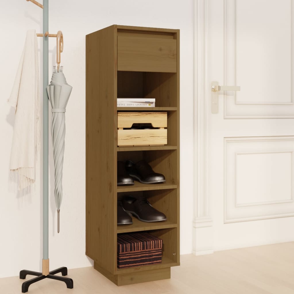 Armoire à chaussures Marron miel 34x30x105cm Bois de pin massif