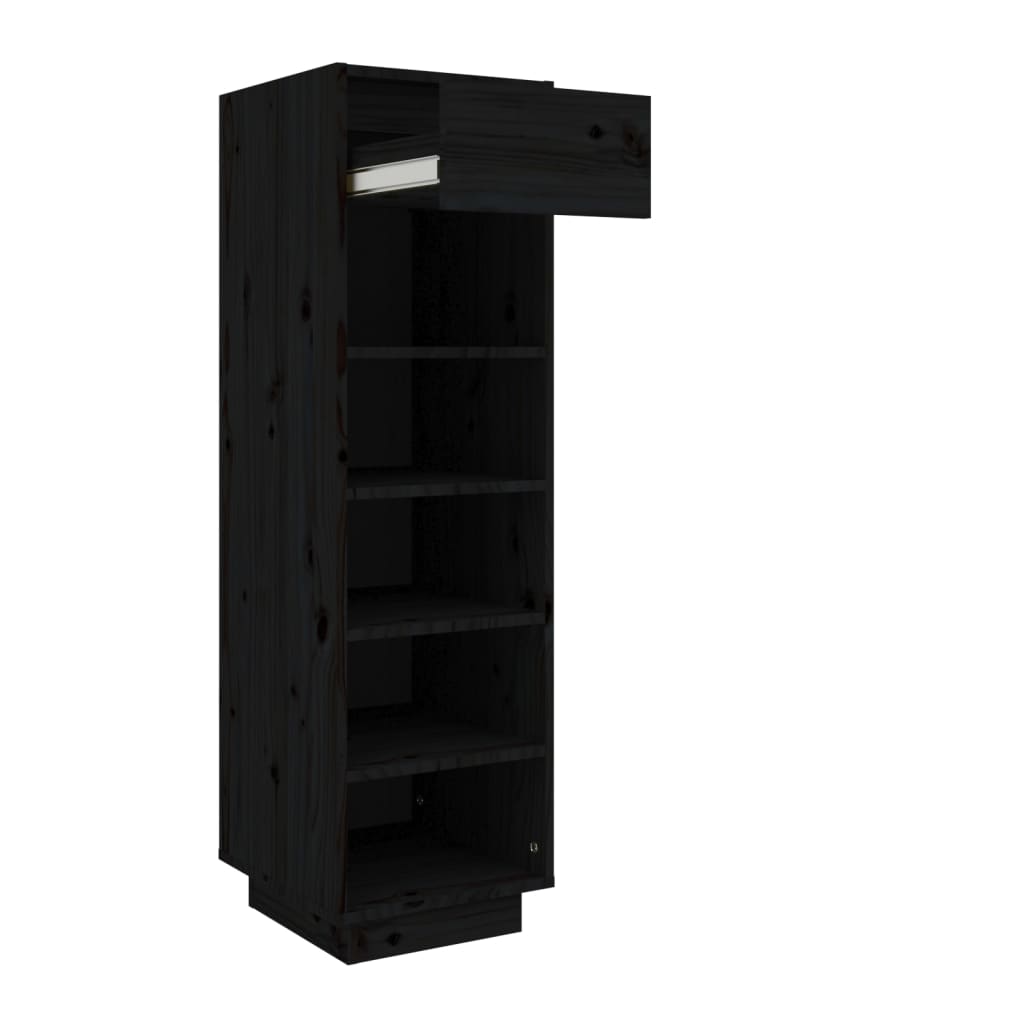 Armoire à chaussures Noir 34x30x105 cm Bois de pin massif