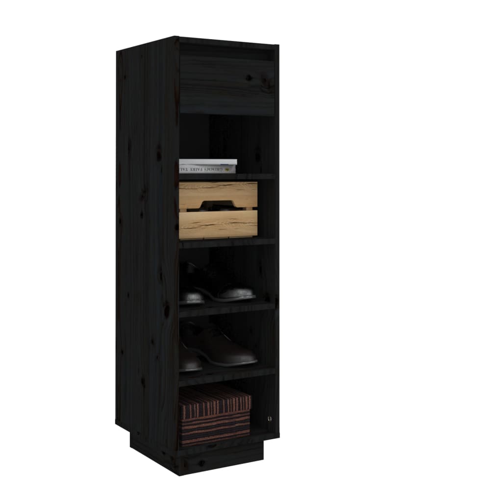 Armoire à chaussures Noir 34x30x105 cm Bois de pin massif