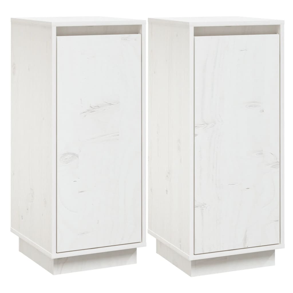 Buffets 2 pcs Blanc 31,5x34x75 cm Bois massif de pin