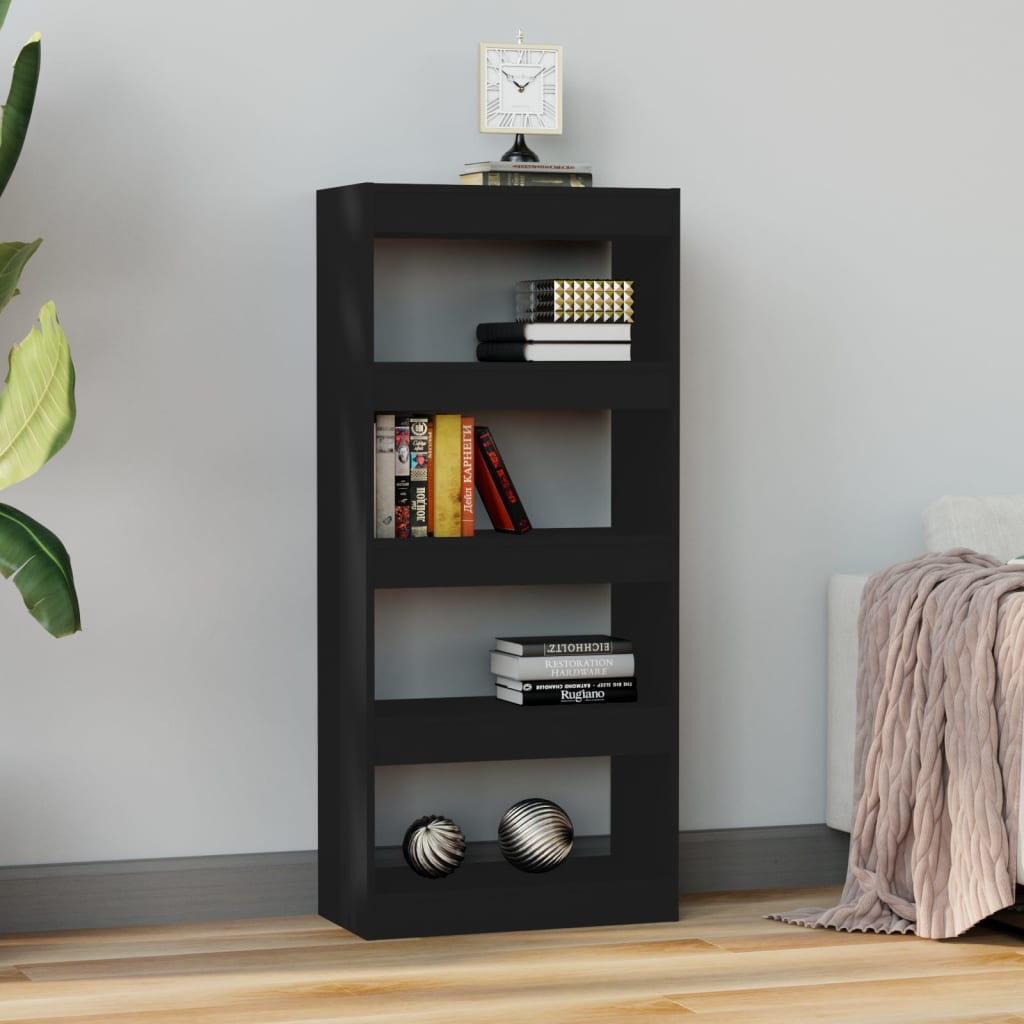Bibliothèque/Cloison Noir 60x30x135 cm Bois d'ingénierie