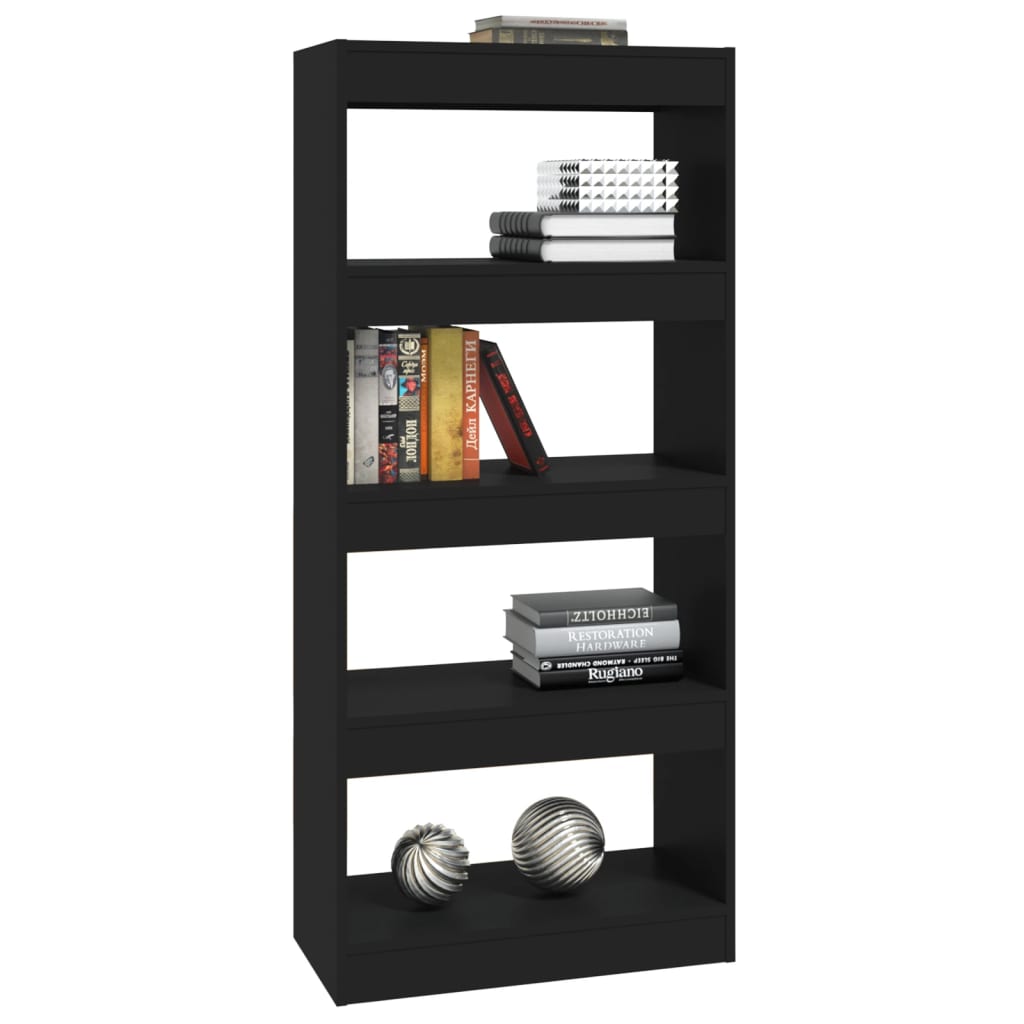 Bibliothèque/Cloison Noir 60x30x135 cm Bois d'ingénierie