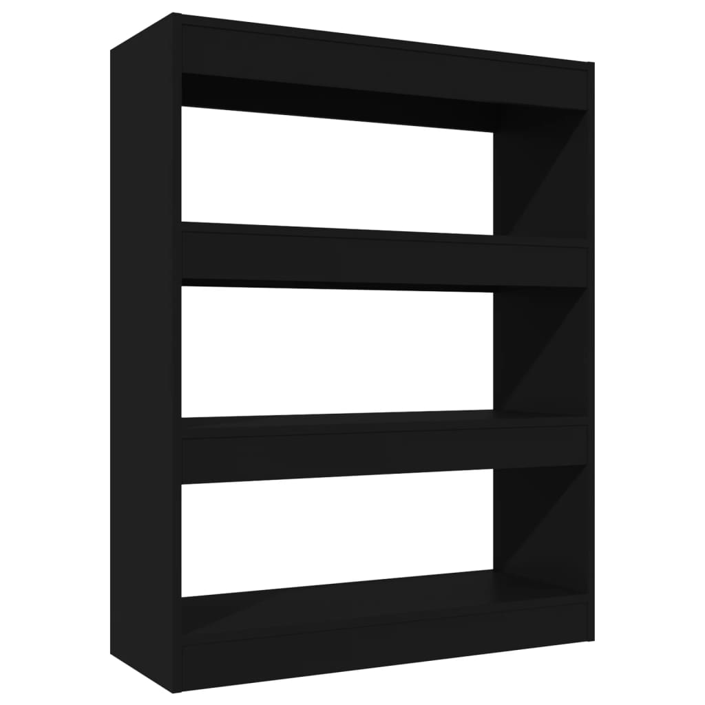 Bibliothèque/Cloison Noir 80x30x103 cm Bois d'ingénierie