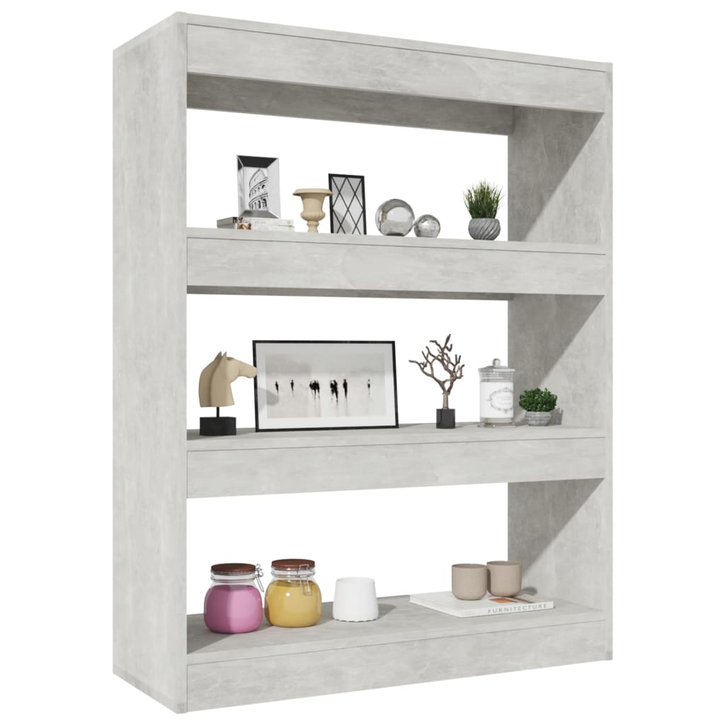 Bibliothèque/Cloison Gris béton 80x30x103 cm Bois d'ingénierie