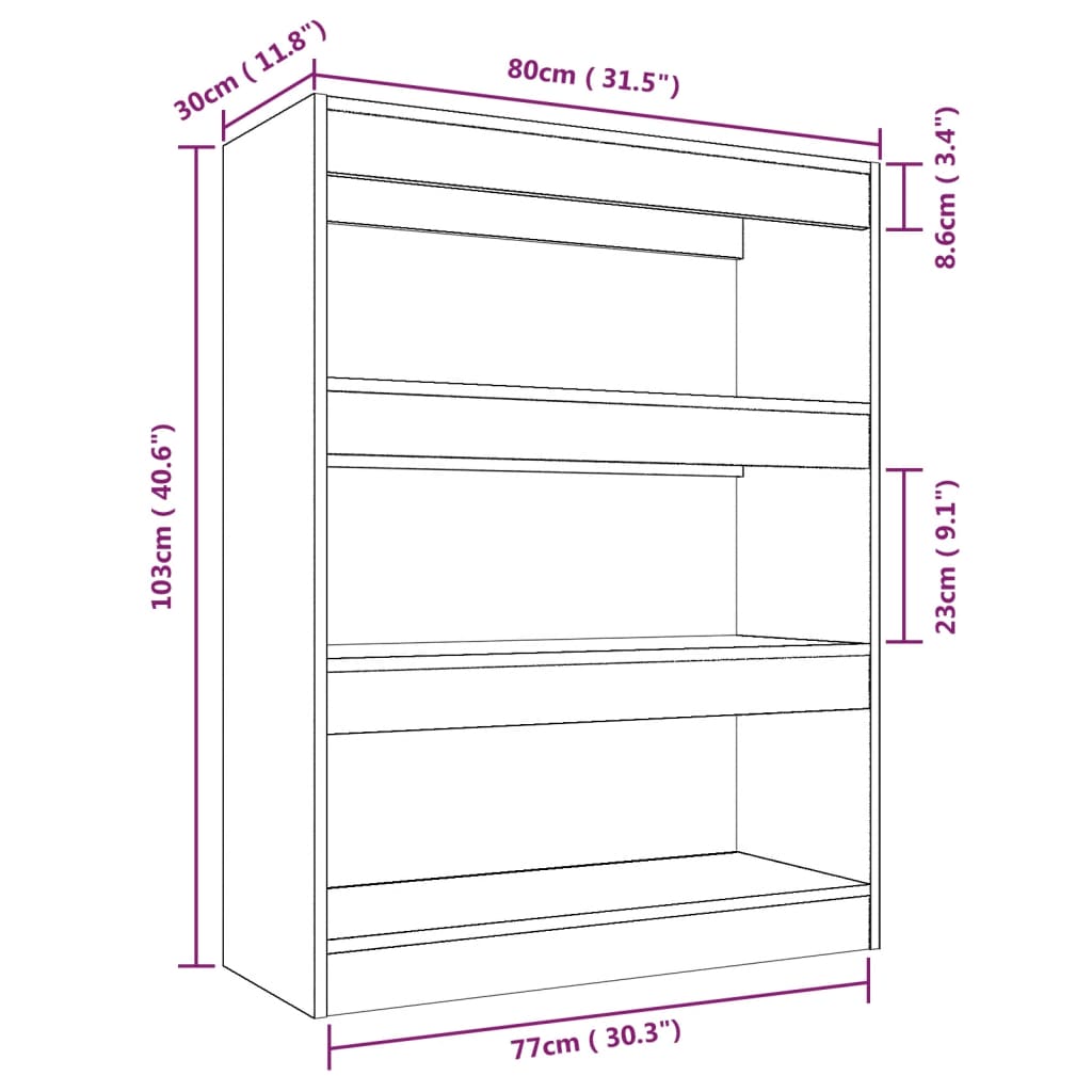 Bibliothèque/Cloison Gris béton 80x30x103 cm Bois d'ingénierie